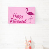 Gelukkige pensionering sparkly roze flamingo Aange Spandoek (Insitu)