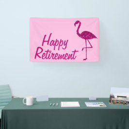 Gelukkige pensionering sparkly roze flamingo Aange Spandoek