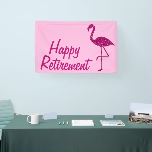 Gelukkige pensionering sparkly roze flamingo Aange Spandoek (Beurs)