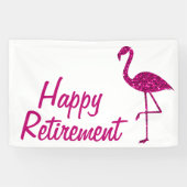 Gelukkige pensionering sparkly roze flamingo Aange Spandoek (Horizontaal)