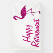 Gelukkige pensionering sparkly roze flamingo Aange Spandoek (Verticaal)