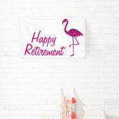 Gelukkige pensionering sparkly roze flamingo Aange Spandoek (Insitu)