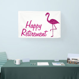 Gelukkige pensionering sparkly roze flamingo Aange Spandoek