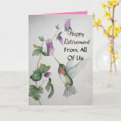 Gelukkige pensionering van ons allemaal Hummingbir Kaart (Gele Bloem)