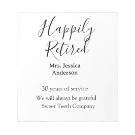 Gelukkige pensionering voeg naam toe dienstjaren g notitieblok