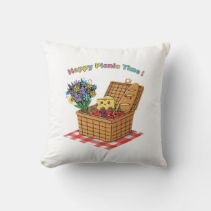 Gelukkige Picknicktijd! Mooie Kawaii Eten & Bloeme Kussen