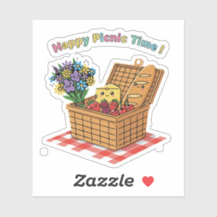 Gelukkige Picknicktijd! Mooie Kawaii Eten & Bloeme Sticker