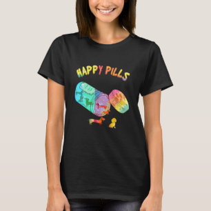 Gelukkige Pillen Kleurrijke Sausagehond Hond T-shirt