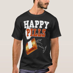 Gelukkige Pillen Voor Een Visser En Vissersstok Of T-shirt