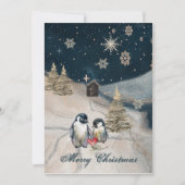 Gelukkige Pinguïn Familie Feestdagenkaart (Voorkant)