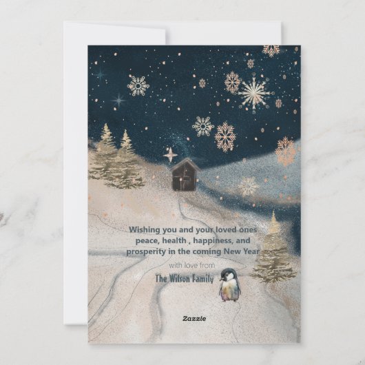Gelukkige Pinguïn Familie Feestdagenkaart (Achterkant)