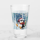 Gelukkige Pinguïn Grappig Kerstglas Glas (Achterkant)