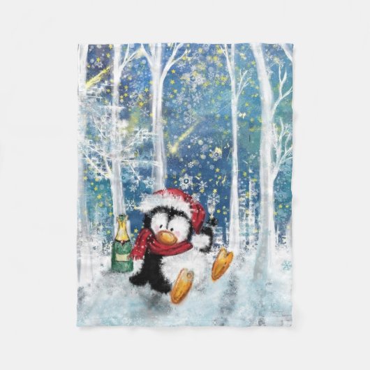 Gelukkige Pinguïn - Kerstmis Fleece Deken (Voorkant)