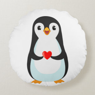 Gelukkige Pinguïn met een Hart Ronde Kussen
