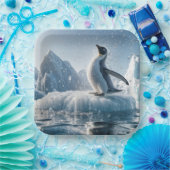 Gelukkige pinguïn op een ijsberg papieren bordje (Feest)