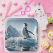 Gelukkige pinguïn op een ijsberg papieren bordje (Feest)