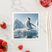 Gelukkige pinguïn op een ijsberg servet (Insitu)