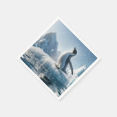 Gelukkige pinguïn op een ijsberg servet (Hoek)