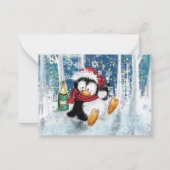 Gelukkige Pinguïn - Prettig Kerstfeest - Proost -  Notitiekaartje (Achterkant)