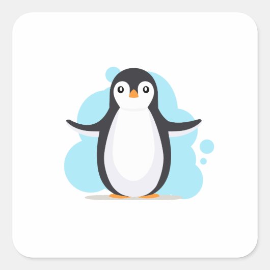 Gelukkige pinguïn vierkante sticker (Voorkant)
