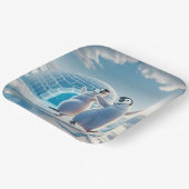 Gelukkige pinguïns dansen papieren bordje (Gebogen)