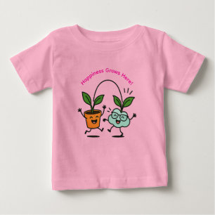 Gelukkige Planten Baby T-Shirt – “Geluk Groeit Hie