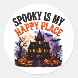 🎃 Gelukkige Plek Halloween Geest Zegt 👻 Ronde Sticker