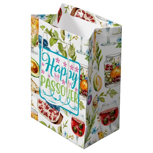 Gelukkige Poesach-cadeaubag Medium Cadeauzakje (Voorkant Gekanteld)