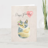 gelukkige poezen dag knuffel kat verjaardagskaart kaart (Voorkant)