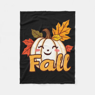 Gelukkige pompoen met herfstbladeren fleece deken