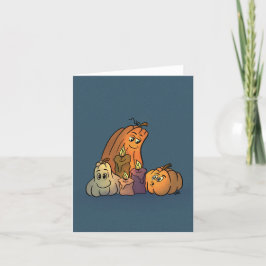 Gelukkige pompoenen met kaarsen feestdagen kaart