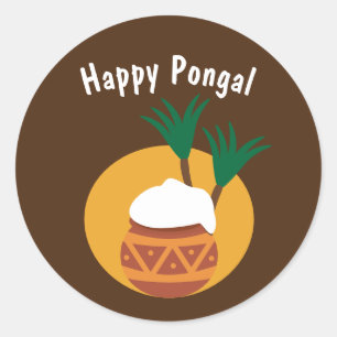 Gelukkige pongal Tamil nieuwjaar Ronde Sticker