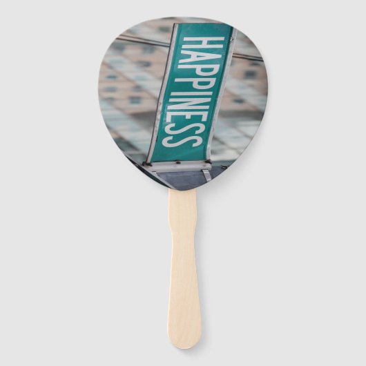 Gelukkige Positieve Motivatie Woorden Straatteken Handwaaier (Achterkant)