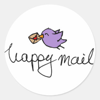 Gelukkige post ronde bedrijfstickers met vogel sticker