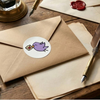 Gelukkige post vogel ronde sticker