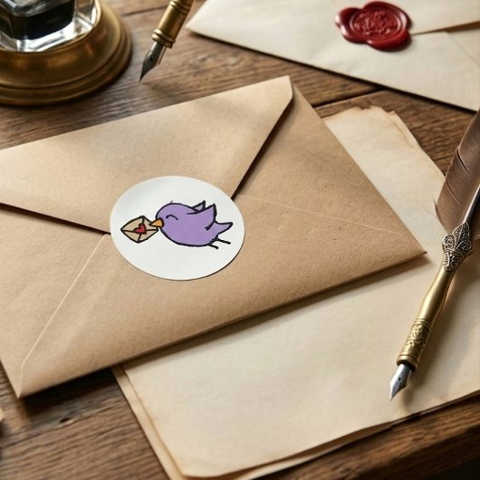 Gelukkige post vogel ronde sticker
