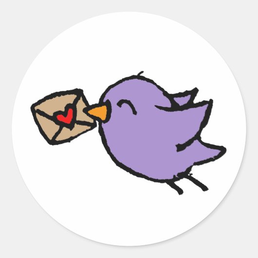 Gelukkige post vogel ronde sticker (Voorkant)