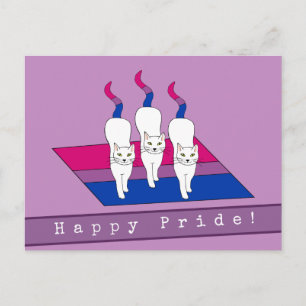 Gelukkige Pride Katten Met Biseksuele Pride Vlag Briefkaart