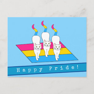 Gelukkige Pride Katten Met Panseksuele Vlag Briefkaart