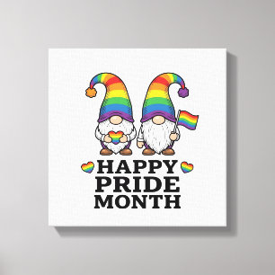Gelukkige Pride Maand Gnome Vintage Regenboog Shir Canvas Afdruk
