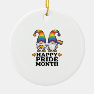 Gelukkige Pride Maand Gnome Vintage Regenboog Shir Keramisch Ornament