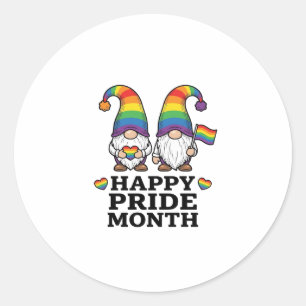 Gelukkige Pride Maand Gnome Vintage Regenboog Shir Ronde Sticker