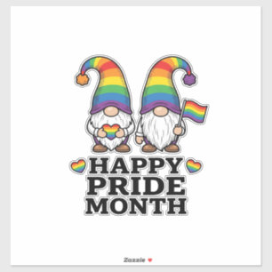 Gelukkige Pride Maand Gnome Vintage Regenboog Shir Sticker