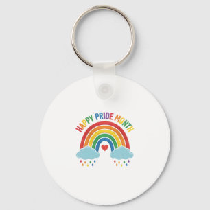 Gelukkige Pride Maand Regenboog Vintage Graveerdec Sleutelhanger