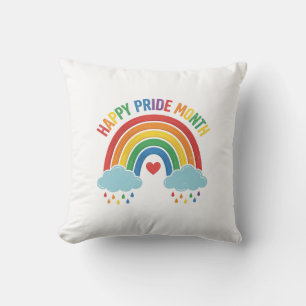 Gelukkige Pride Maand Regenboog Vintage Graveersti Kussen