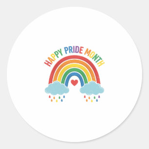 Gelukkige Pride Maand Regenboog Vintage Graveersti Ronde Sticker