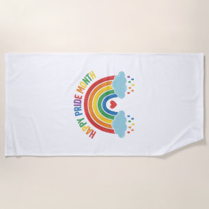 Gelukkige Pride Maand Regenboog Vintage Graveersti Strandlaken