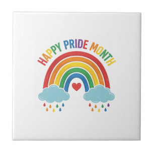 Gelukkige Pride Maand Regenboog Vintage Graveersti Tegeltje