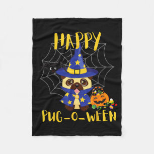 Gelukkige Pug-O-Ween Grappige Hond Pug Halloween Fleece Deken