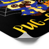 Gelukkige Pug-O-Ween Grappige Hond Pug Halloween Poster (Hoek)